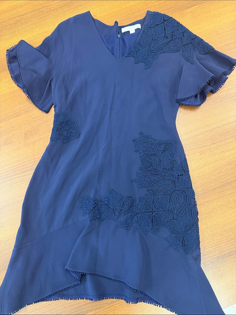 Jonathan Simkhai Navy Blue Lace-Appliqué V-Neck Dress